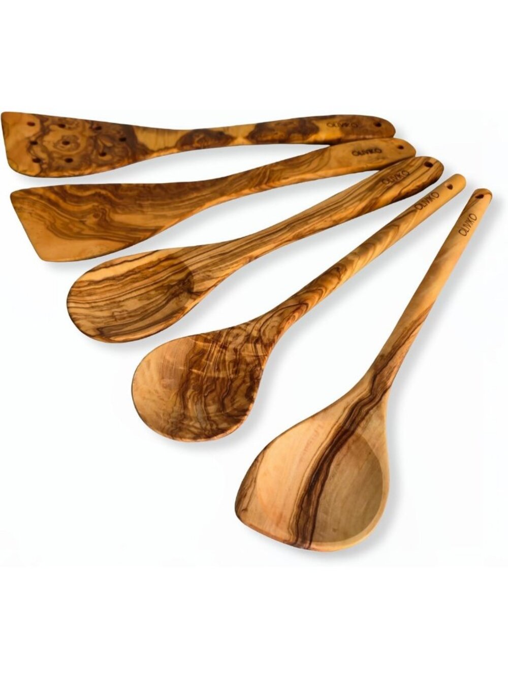 Handmade 100% Olive Wood Spoon & Spatula Set | Eco-Friendly Kitchen Utensils